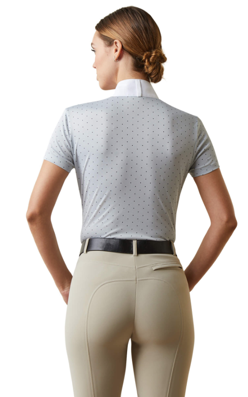 Ariat Womens Aptos Short Sleeve Show Shirt Pearl Grey Dot-1